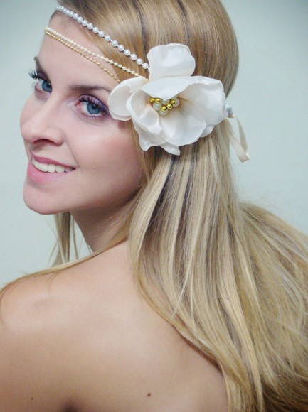 headband cordões de pérolas
