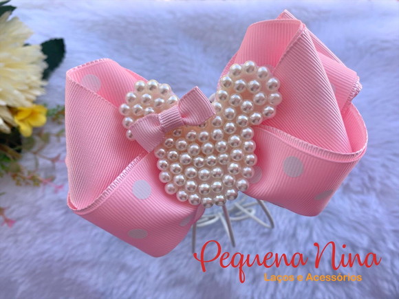 Mini Mouse Rosa Claro vestir-se Tiara Faixa De Cabelo Com Orelhas Rosa /& Laço Rosa