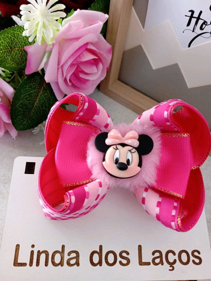 Mini Mouse Rosa Claro vestir-se Tiara Faixa De Cabelo Com Orelhas Rosa /& Laço Rosa