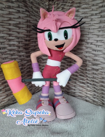 Sonic e May Rose em feltro 40 cm de altura Kit 2 personagens