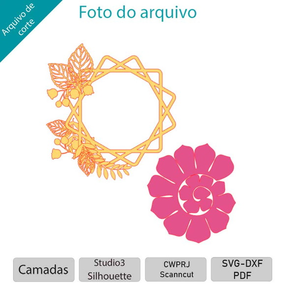 Moldura Para Topo De Bolo ARQUIVO topo de bolo Moldura Quadrada com folhas no Elo7 | Topo e Corte