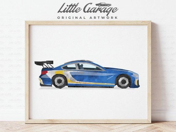 Quadro Decorativo Infantil Carro de Corrida F 1 Aquarela