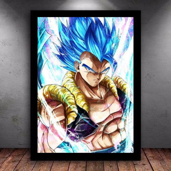 Quadro decorativo emoldurado Goku Super Sayajin Dragon Ball Arte