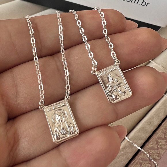 Escapulário Prata Nossa Senhora do Carmo no Elo7 | Le Diamant Joias