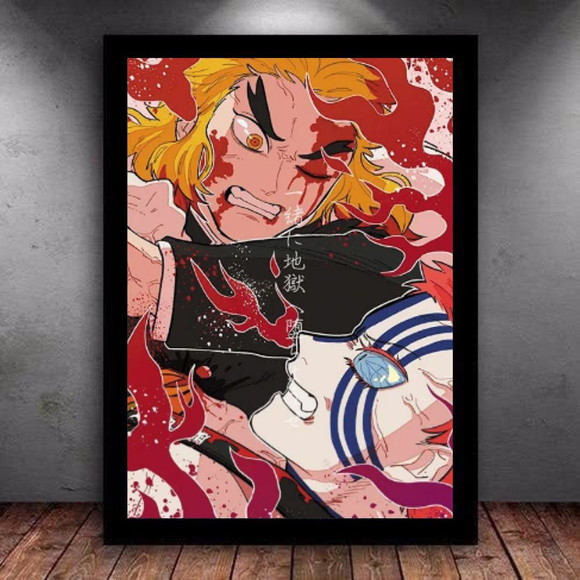 Quadro Decorativo Rengoku Anime Demon Slayer