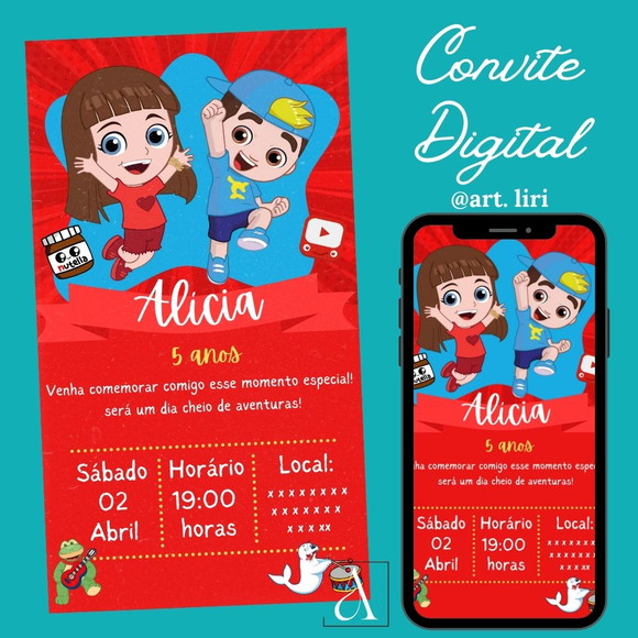 Convite digital Luccas Neto e Gi no Elo7 | Artliri (18F3A5B)