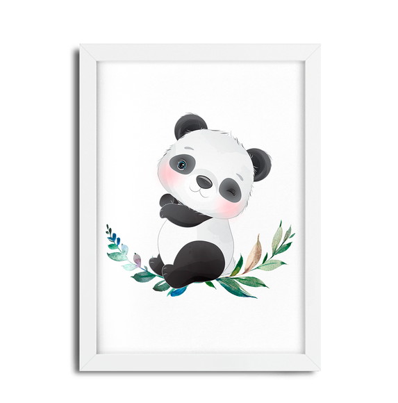 Quadro Infantil Bebê Kit Urso Panda Desenho Com 3 - 20x20 - Branco em  Promoção na Americanas