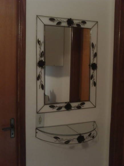 MOLDURA ESPELHO COM APARADOR FERRO E ARTE Elo7 Organizador Armario Limpieza Ikea ~ MOLDURA ESPELHO COM APARADOR FERRO E ARTE Elo7