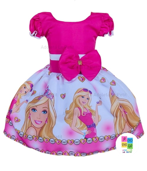 Vestido Barbie Pink Babado Luxo - Petecolá kids
