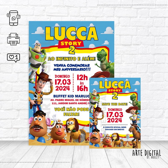 Convite virtual save the date toy story elo7