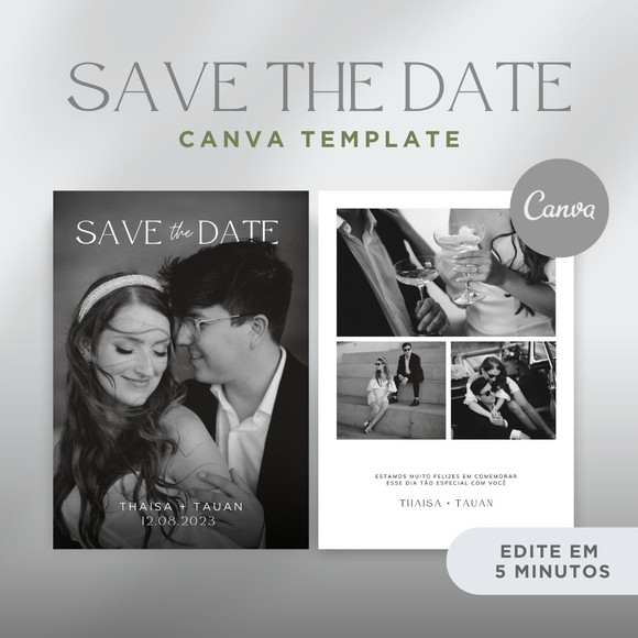 Save the date template edit vel no canva elo7