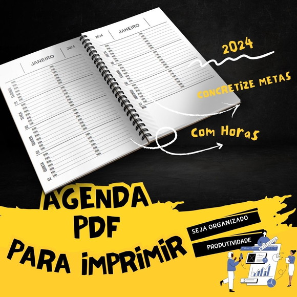 Agenda Semanal 2024 com Horas para Imprimir pdf Elo7