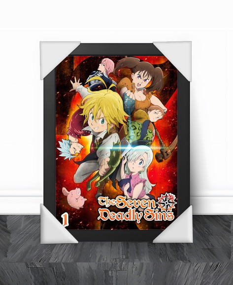 Quadro Decorativo Moldurado Nanatsu no Taizai - Tamanho A3 - 33x45cm -  Animes - #1