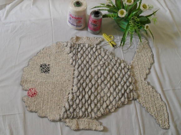 Tapete de croch u00ea em barbante"peixe" Tapetes Artesanais Elo7 Adesivo De Porta Infantil ~ Tapete de croch u00ea em barbante"peixe" Tapetes Artesanais Elo7