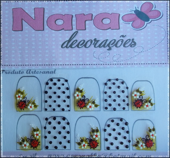 Adesivo de unha com joaninha Nara Decorações Elo7 Artesanato Mdf Osasco ~ Adesivo de unha com joaninha Nara Decorações Elo7