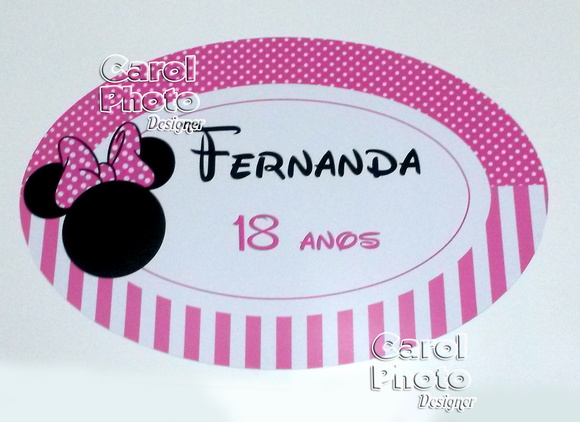 Painel oval em PVC 80cm Minnie