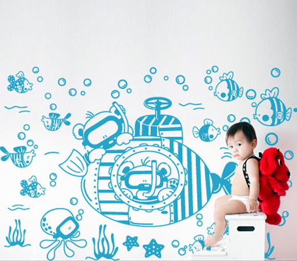 Adesivo de Parede Infantil Fundo do Mar Elo7 Adesivo De Parede Vintage ~ Adesivo de Parede Infantil Fundo do Mar Elo7