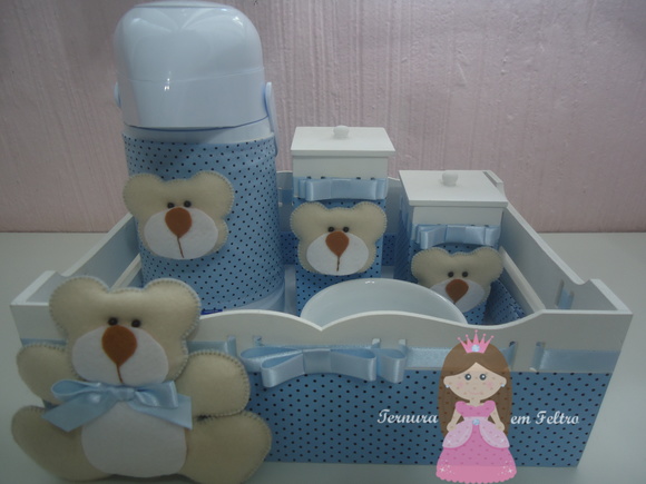 Kit Higiene BebÃª Urso Azul & Marrom