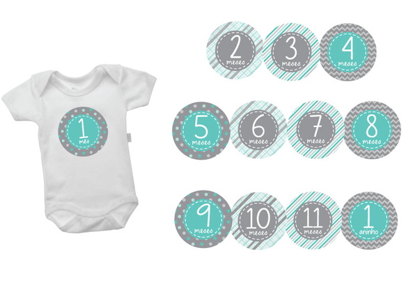 Kit Adesivo Mesversário Verde Cinza Boy Maju Gifts Elo7 Adesivo Para Reposição Hormonal Feminina ~ Kit Adesivo Mesversário Verde Cinza Boy Maju Gifts Elo7