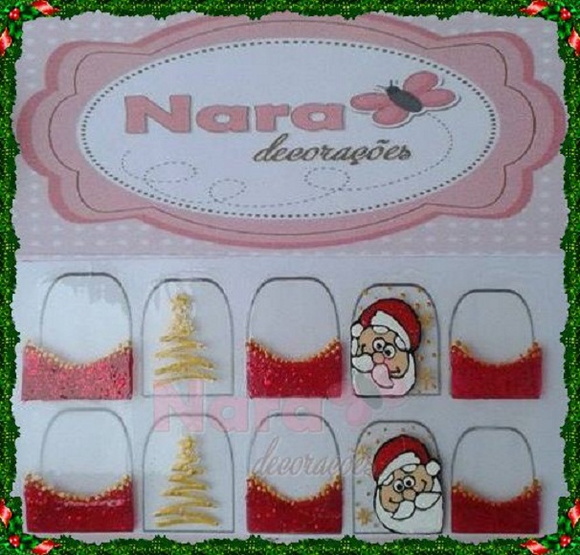 Adesivo de unha Papai noel Nara Decorações Elo7 Armario Sin Puertas Niños ~ Adesivo de unha Papai noel Nara Decorações Elo7