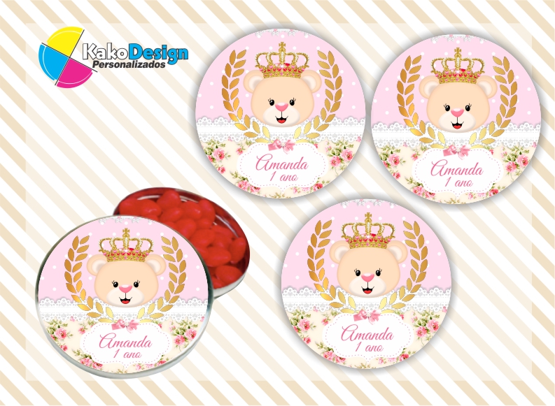 Adesivo para latinha Ursinha Princesa Kako Design Personalizados Elo7 Adesivo Para Moto Frases ~ Adesivo para latinha Ursinha Princesa Kako Design Personalizados Elo7