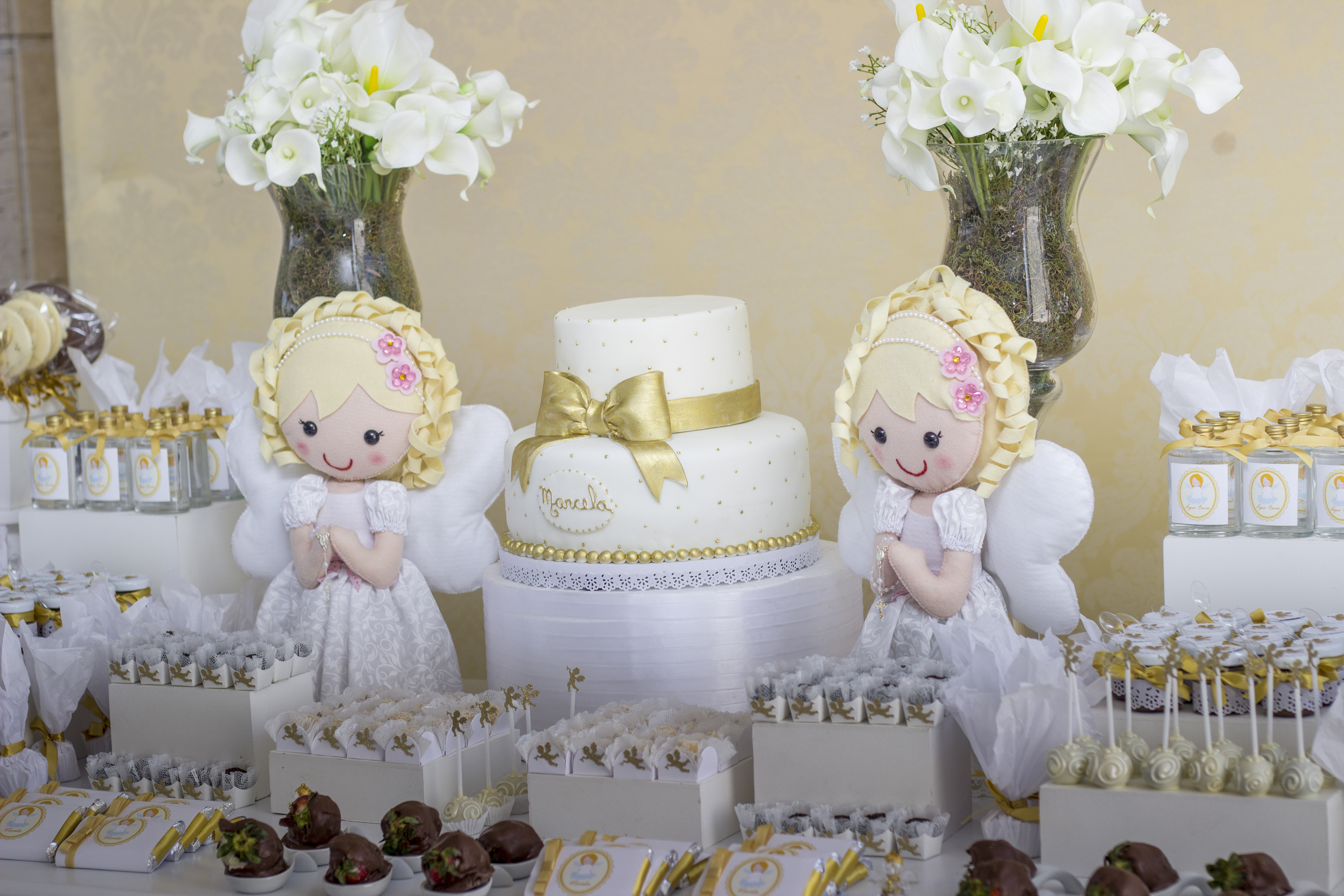 Decoraç u00e3o Batizado dourado Sanm Atelier Elo7 -> Decoração De Batizado Com Anjos Simples Decoraç u00e3o Batizado dourado Sanm Atelier Elo7 -> Decoração De Batizado Com Anjos Simples