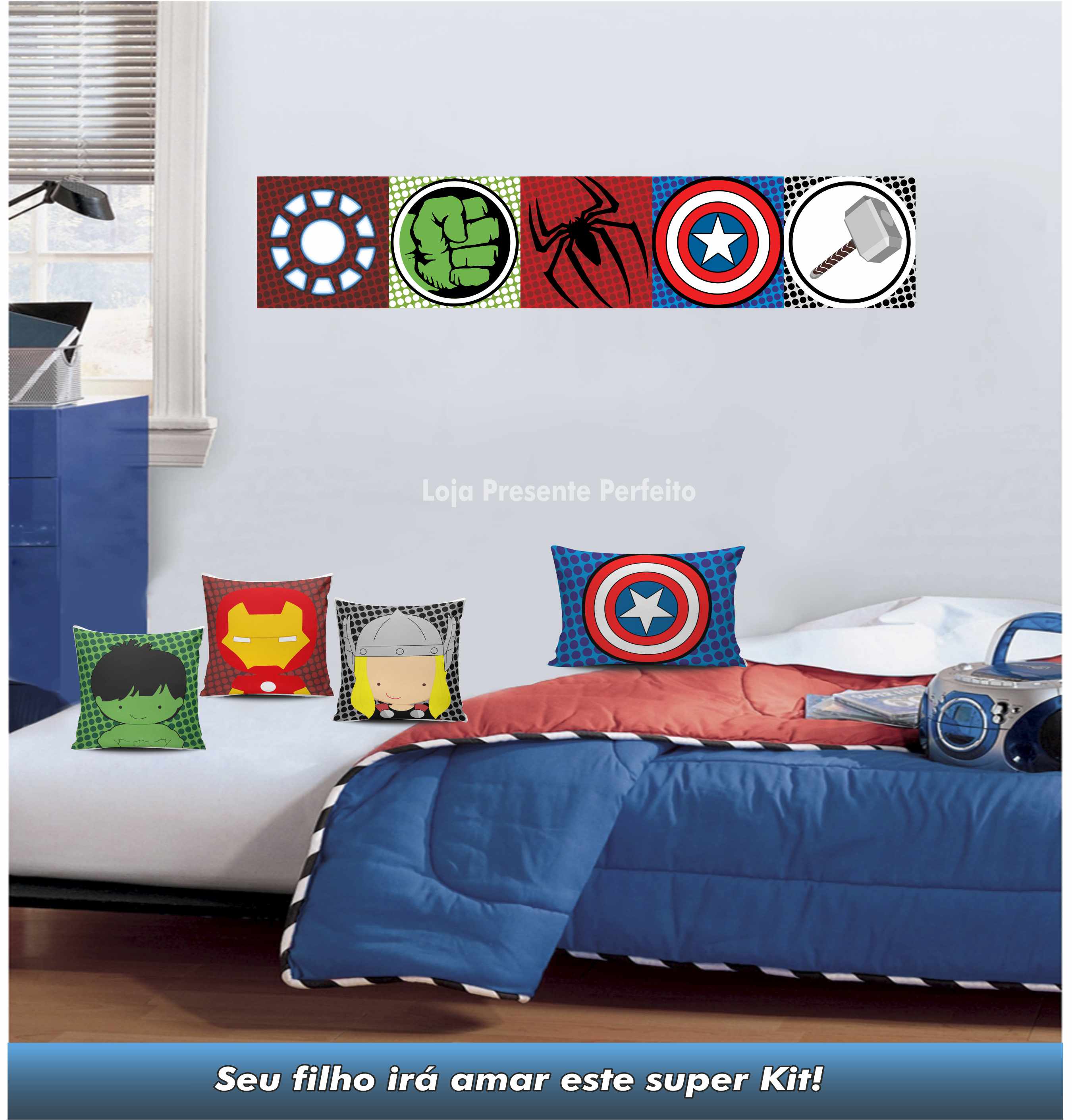 Super Kit Decorativo Quarto Menino Her I Loja Presente Perfeito ~ Tecidos Para Parede De Quarto E Quarto Bebe Super Herois Super Kit Decorativo Quarto Menino Her I Loja Presente Perfeito ~ Tecidos Para Parede De Quarto E Quarto Bebe Super Herois