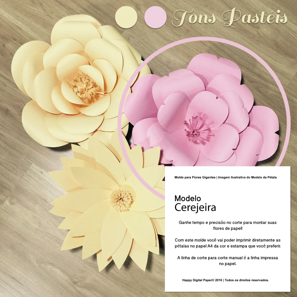 molde digital p flor de papel gigante no elo7 happy digital paper