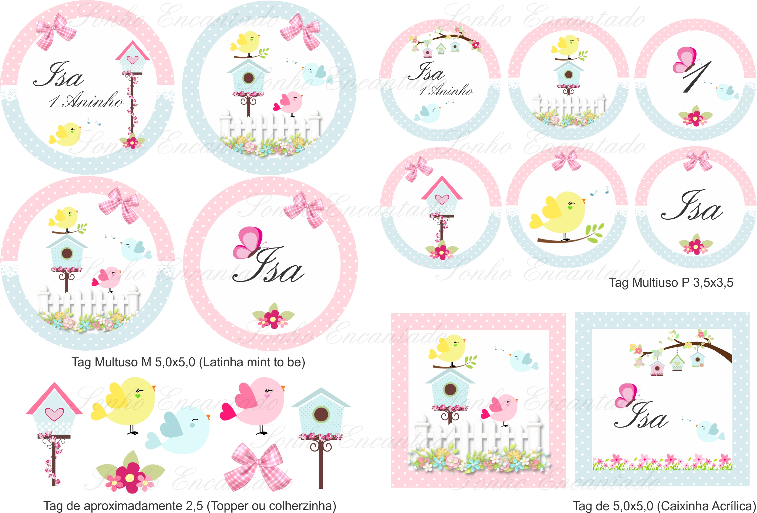 kit digital passarinho azul e rosa no elo7 sonho encantado