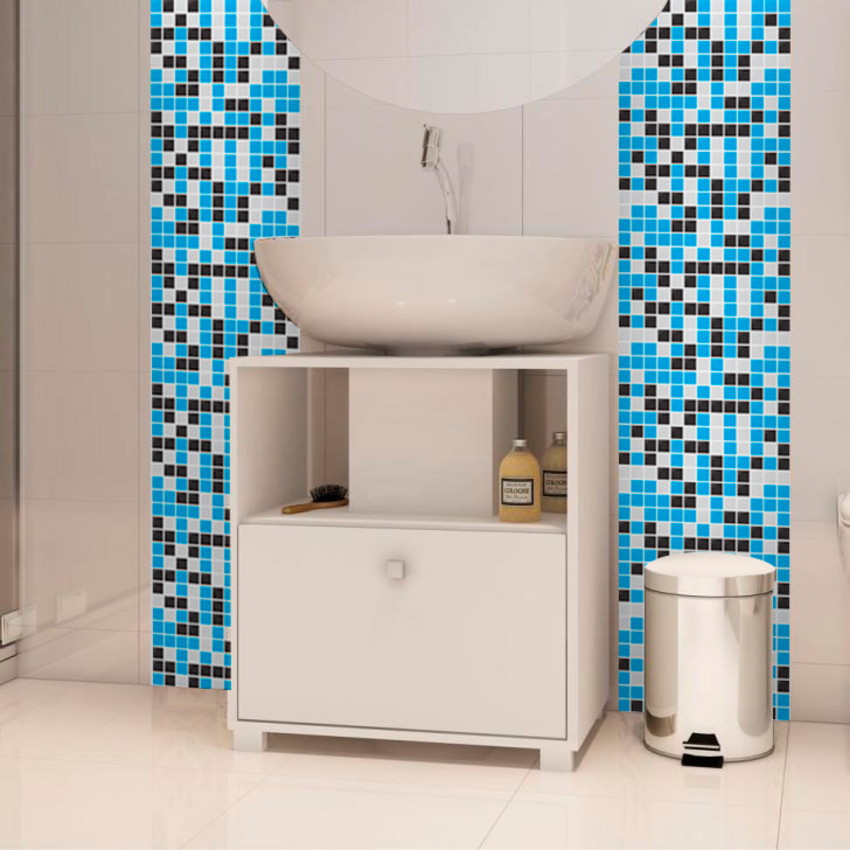 Adesivo de azulejo Pastilha Azul Preto B Yeh Stock Elo7 Armario Mdf Quarto ~ Adesivo de azulejo Pastilha Azul Preto B Yeh Stock Elo7