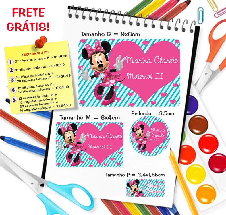 etiqueta escolar personalizada minnie digiart elo7 etiqueta escolar personalizada minnie digiart elo7