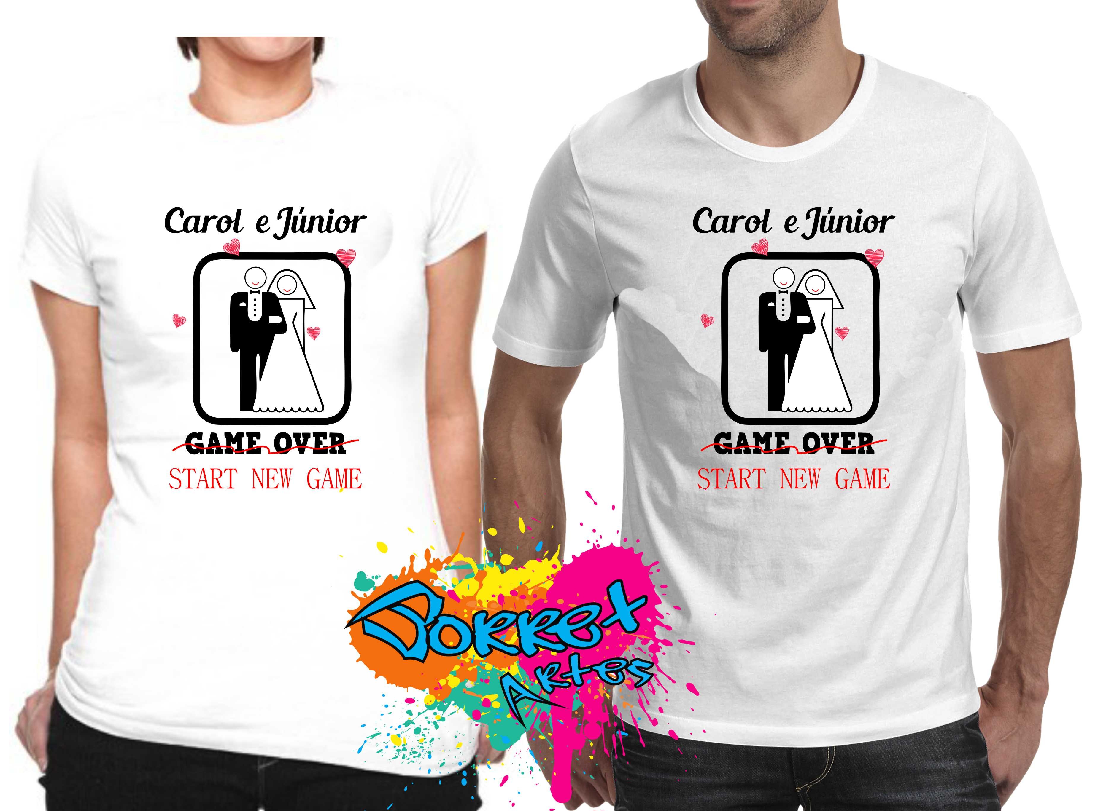 2 camisas game over x start game noivos no elo7 borret artes 809e41