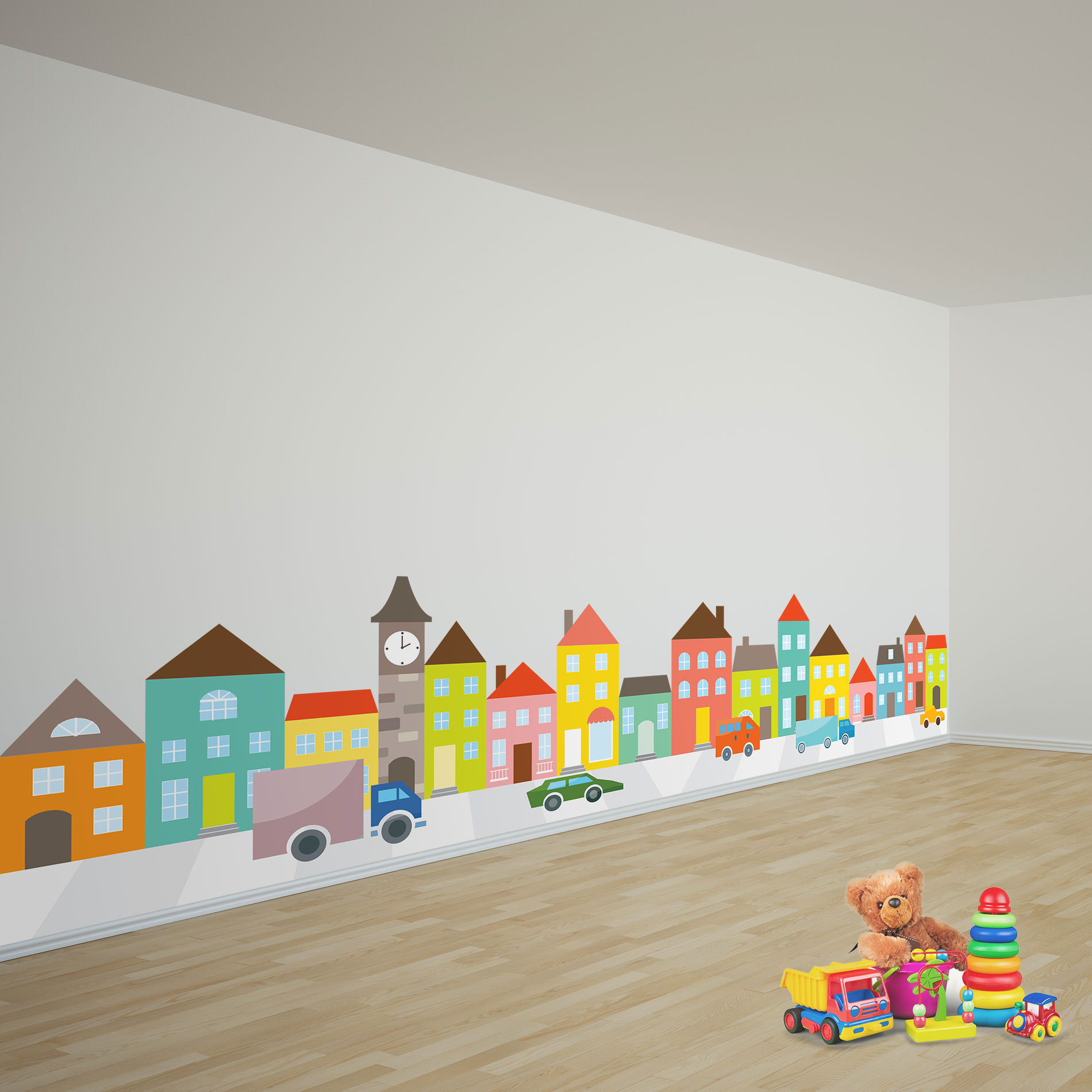 Adesivo de Parede Infantil Casas e Carros Gigante 55x263cm no Elo7 ... Adesivo de Parede Infantil Casas e Carros Gigante 55x263cm no Elo7 ...
