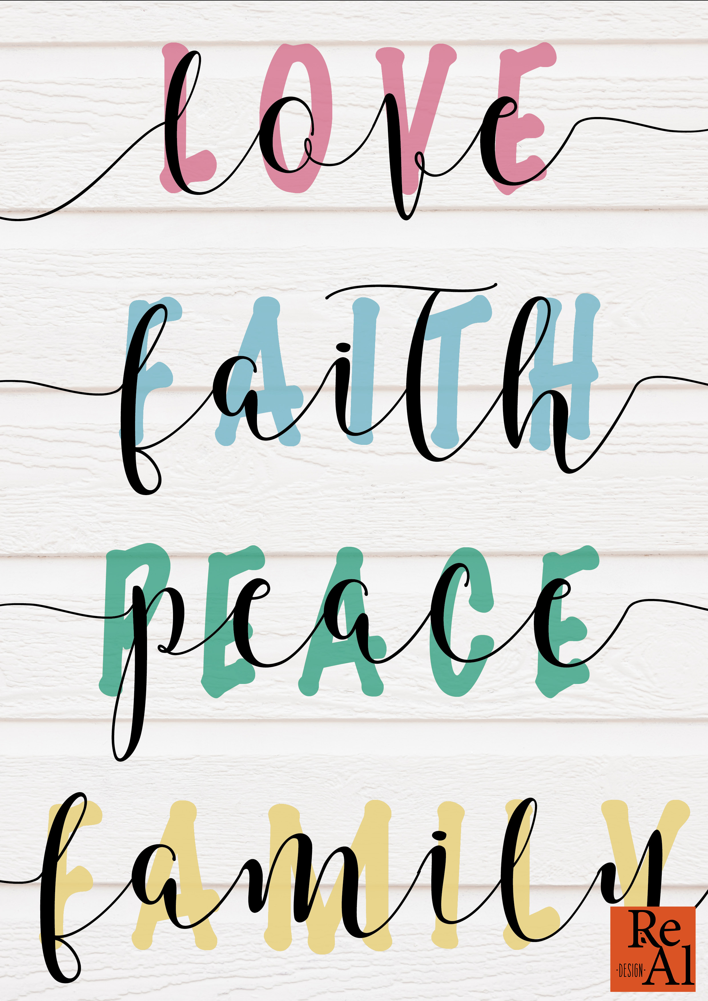 quadro love faith peace family no elo7 real design 9d95e8