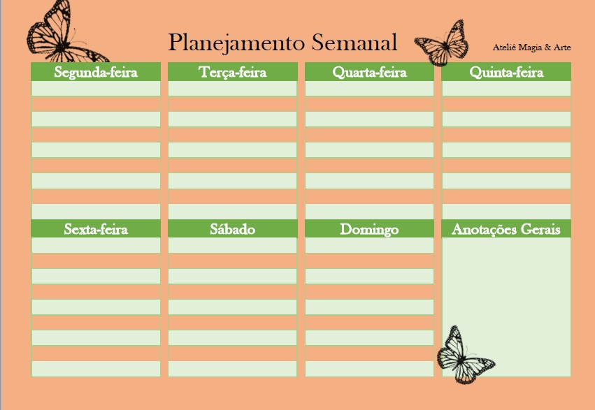 planejamento semanal arquivo digital no elo7 ateliê magia e arte