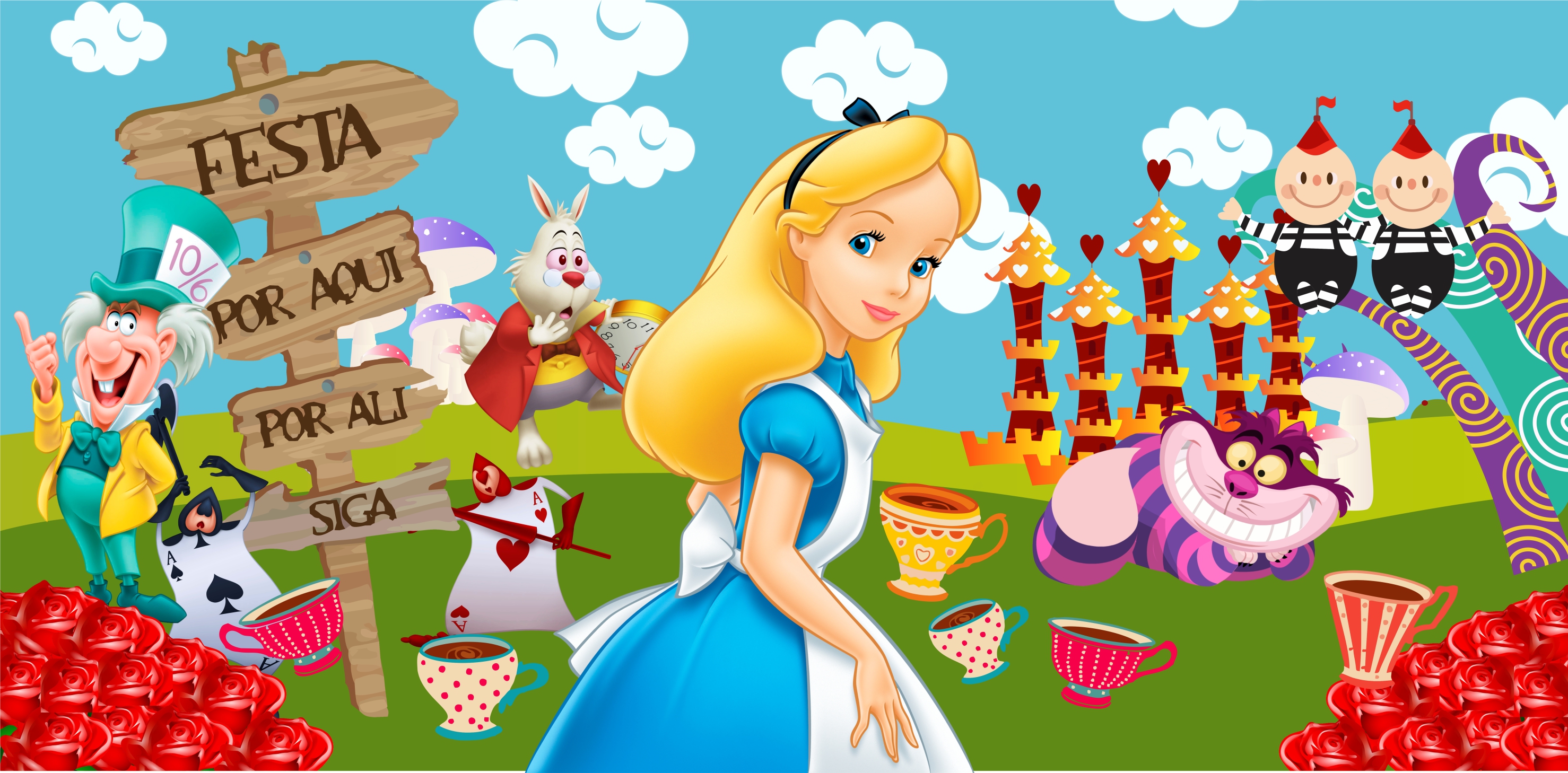 Painel Festa Alice No Pais Das Maravilhas 200x100m No Elo7 Painel Festa Alice No Pais Das Maravilhas 200x100m No Elo7
