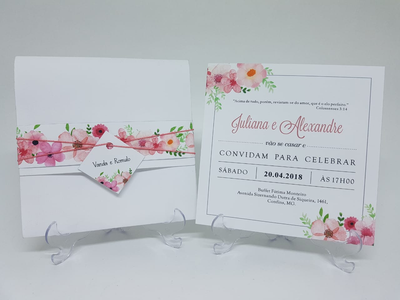 convite com envelope floral