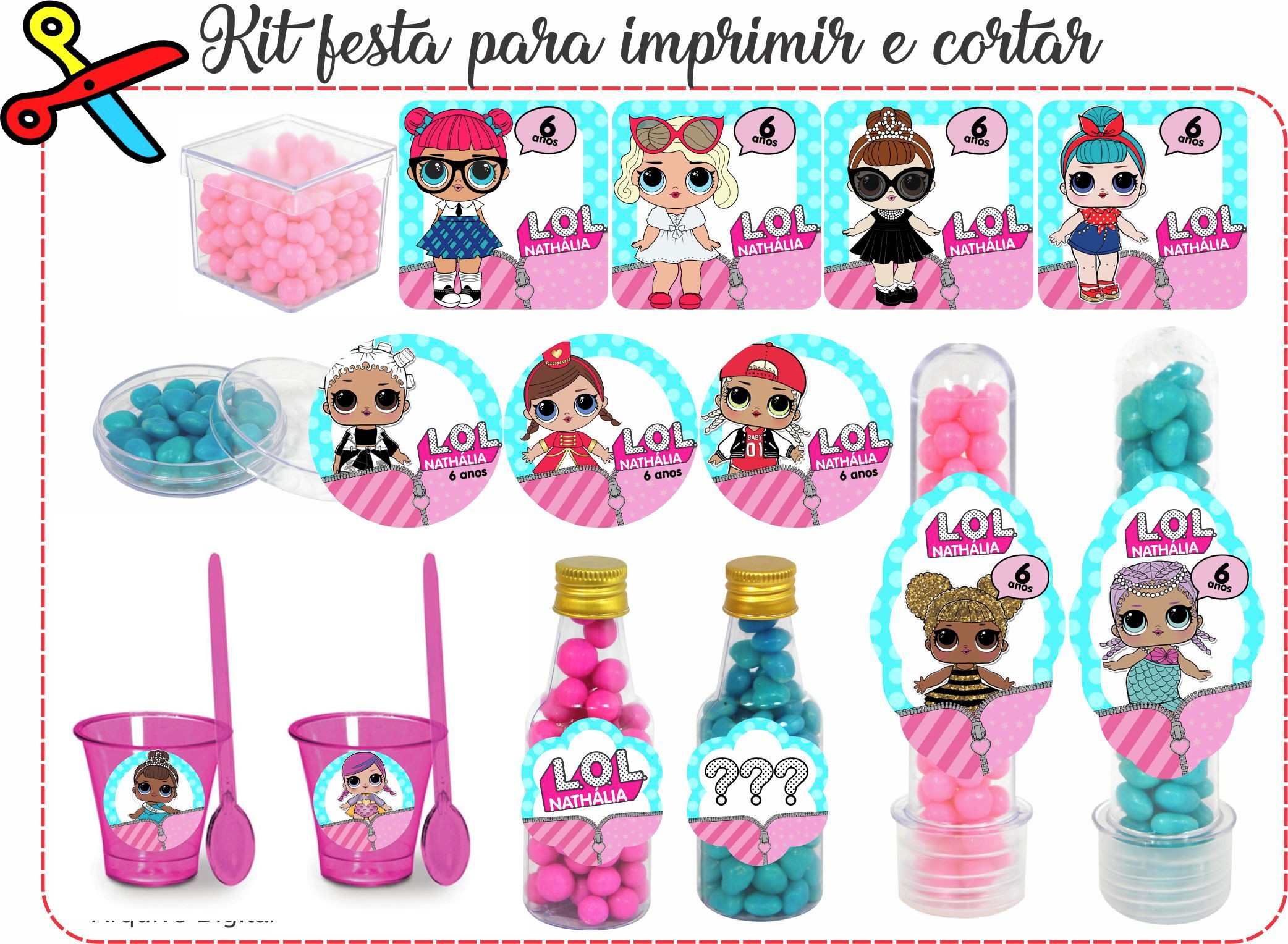 kit digital de rótulos adesivos lol surprise no elo7 bolinho