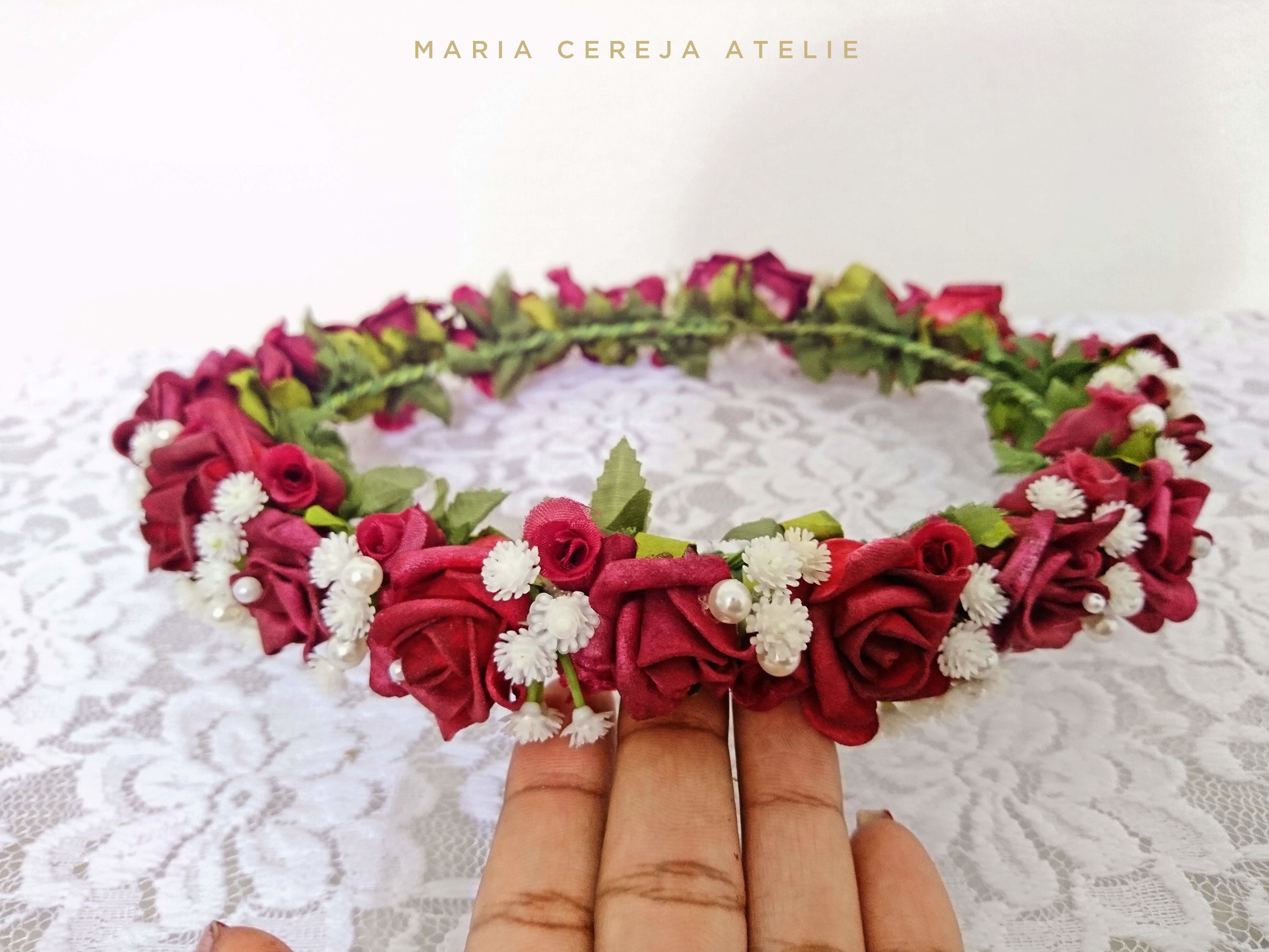 Coroa de Flores Marsala e branco | Elo7 Produtos Especiais