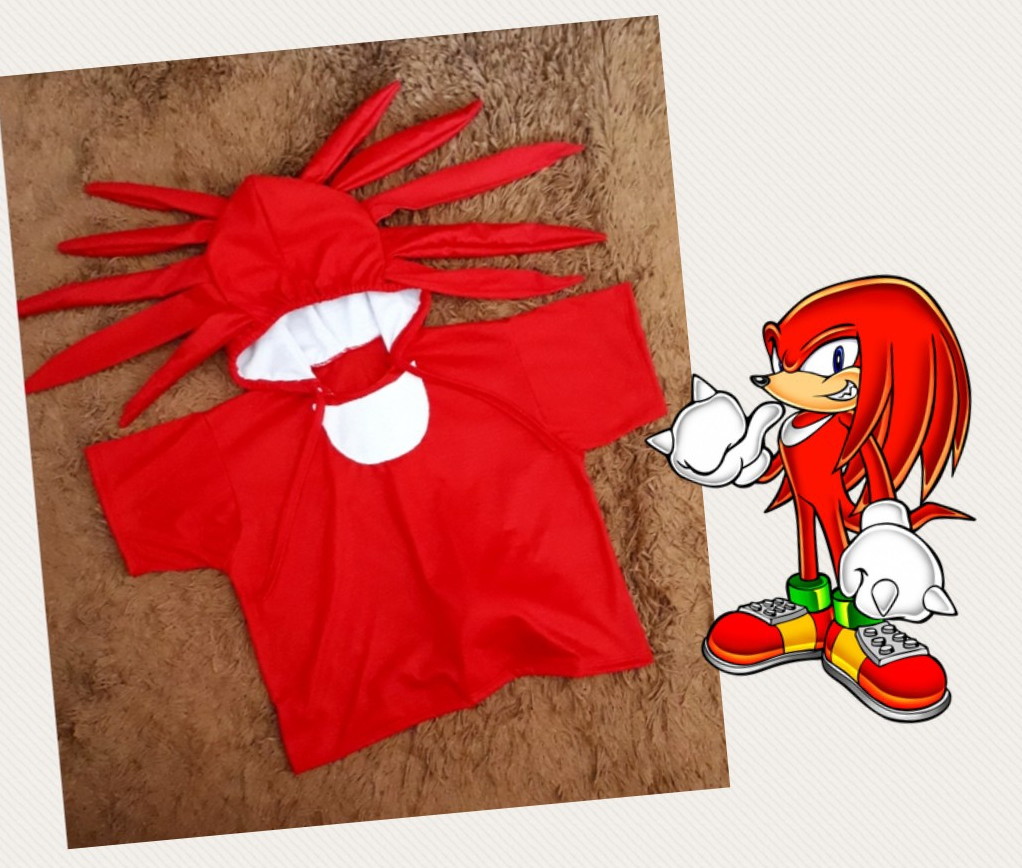 Camiseta Knuckles Sonic Fantasia infantil Sonic Vermelho