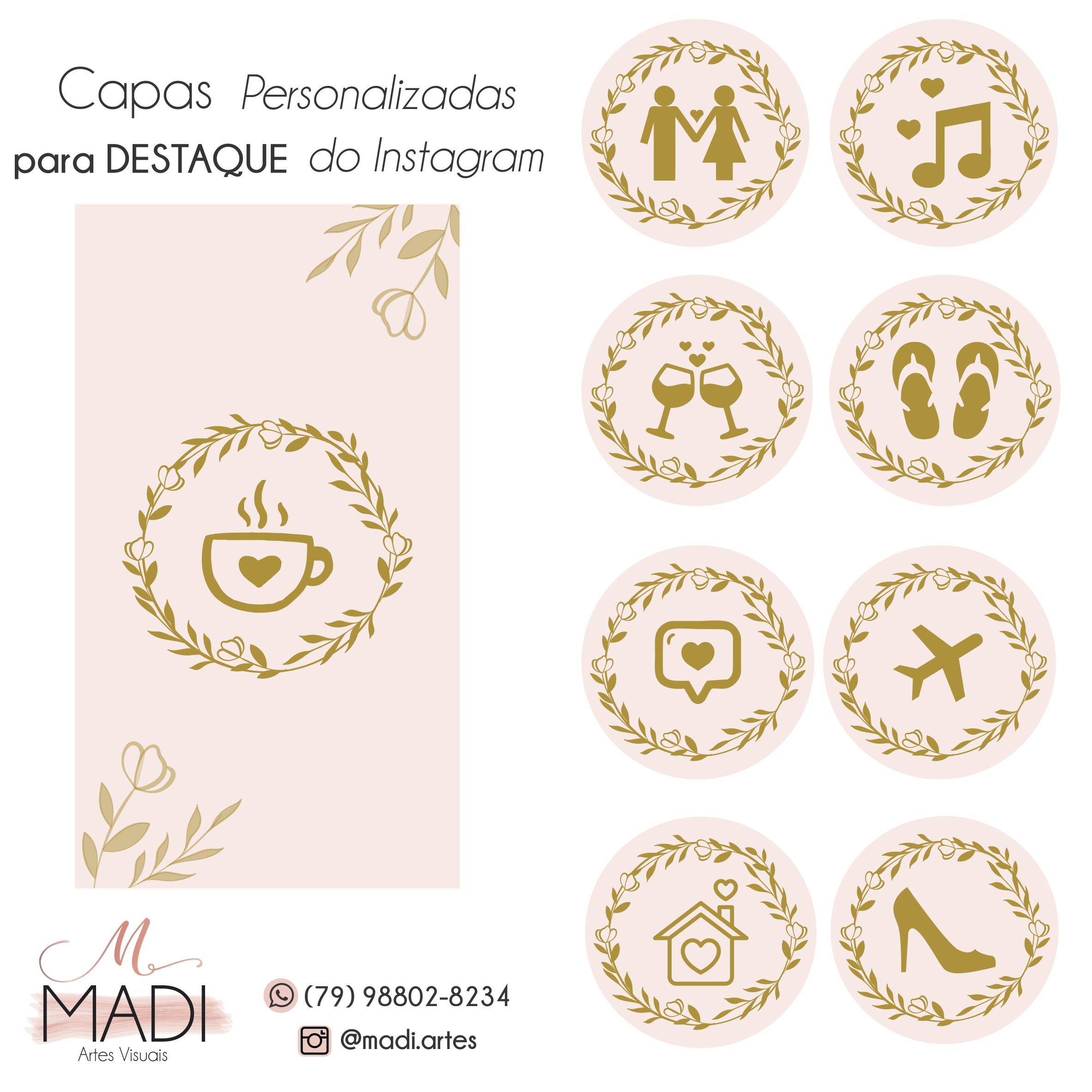 5 artes de capa para destaque -- leia a descrição do produto no Elo7 | Madi  (1004C06)