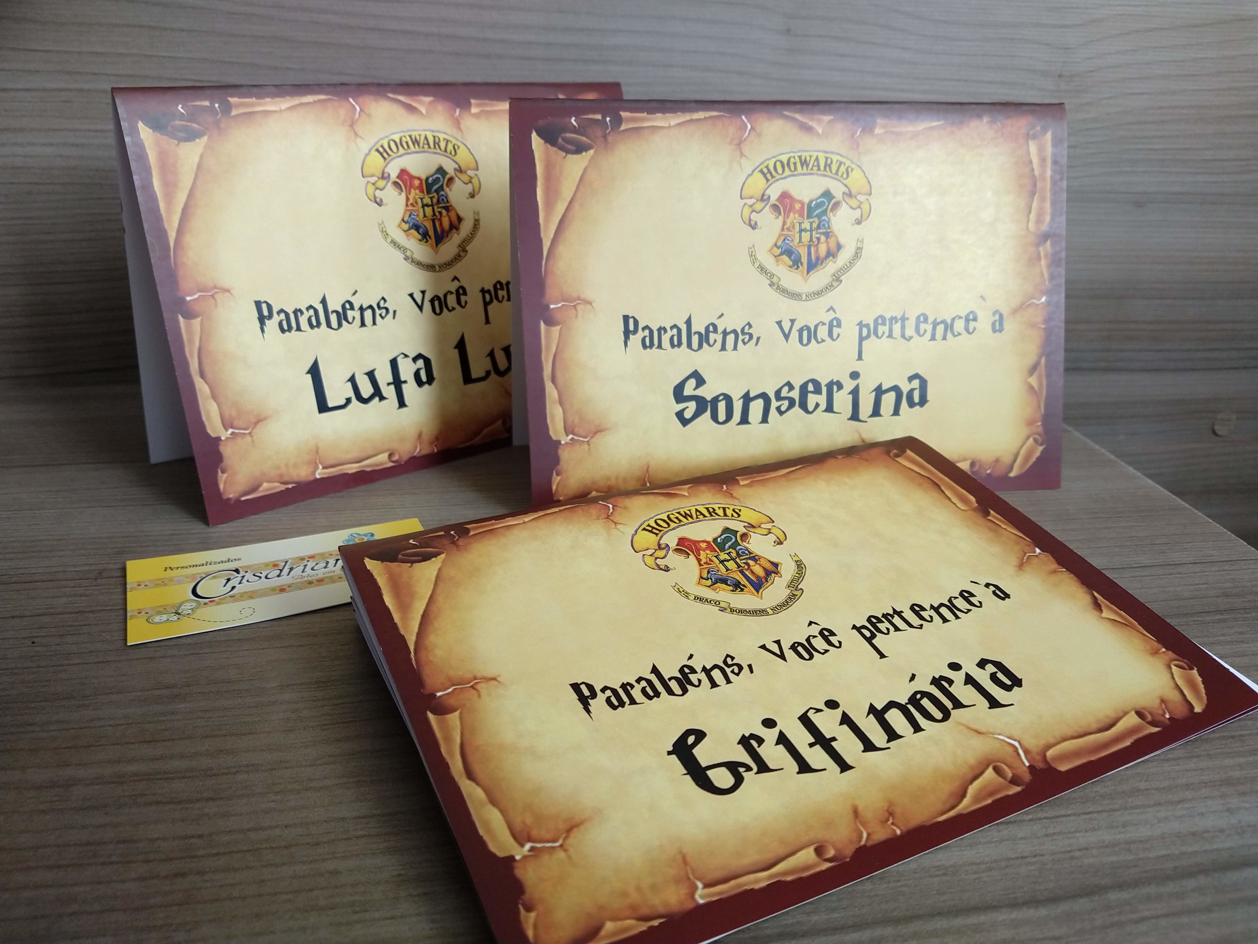 Plaquinhas de Mesa Feiticos Harry Potter