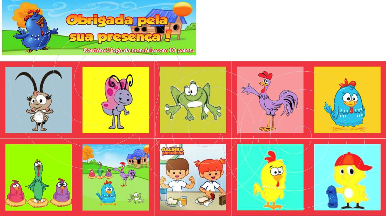 Jogo da memória.  Galinha pintadinha, Galinha, Festa infantil