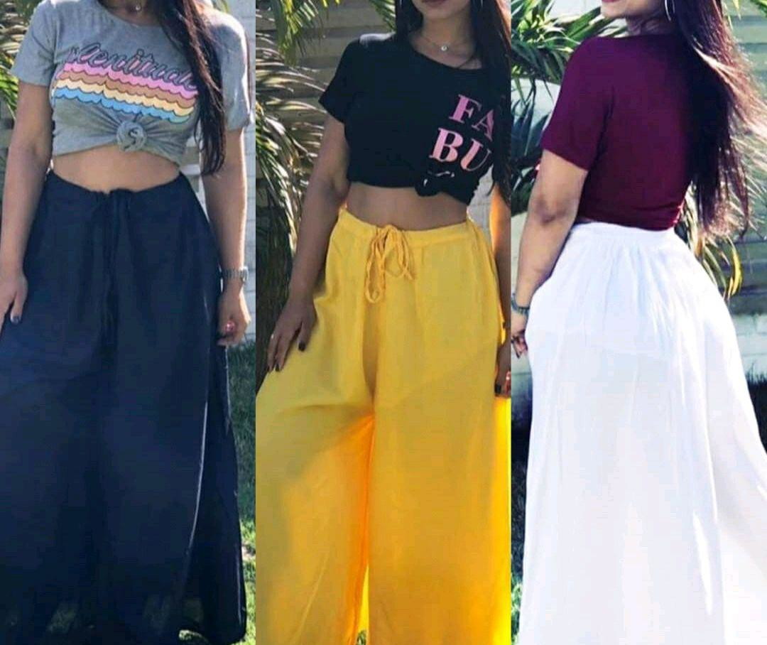 calça pantalona tipo saia