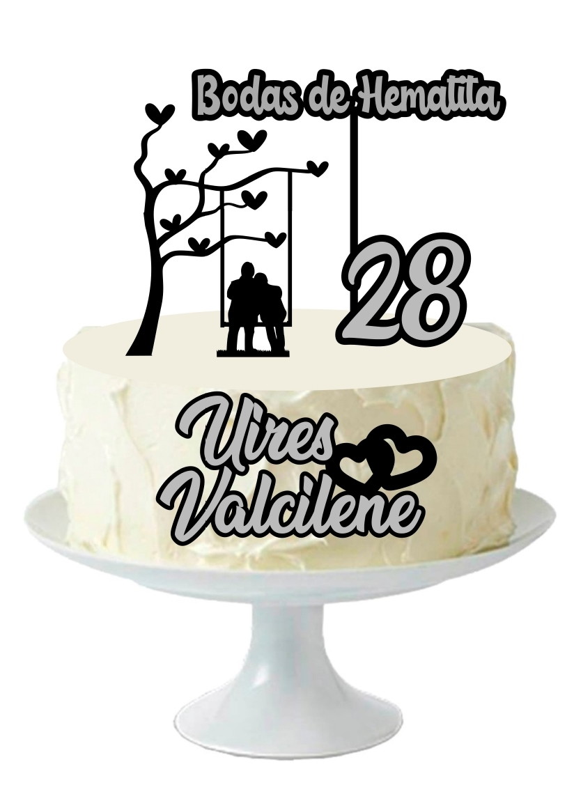 Topo Topper Bodas De Hematita 28 Anos Arquivo Digital No Elo7 Daisy Almeida Alencar 12b03f6