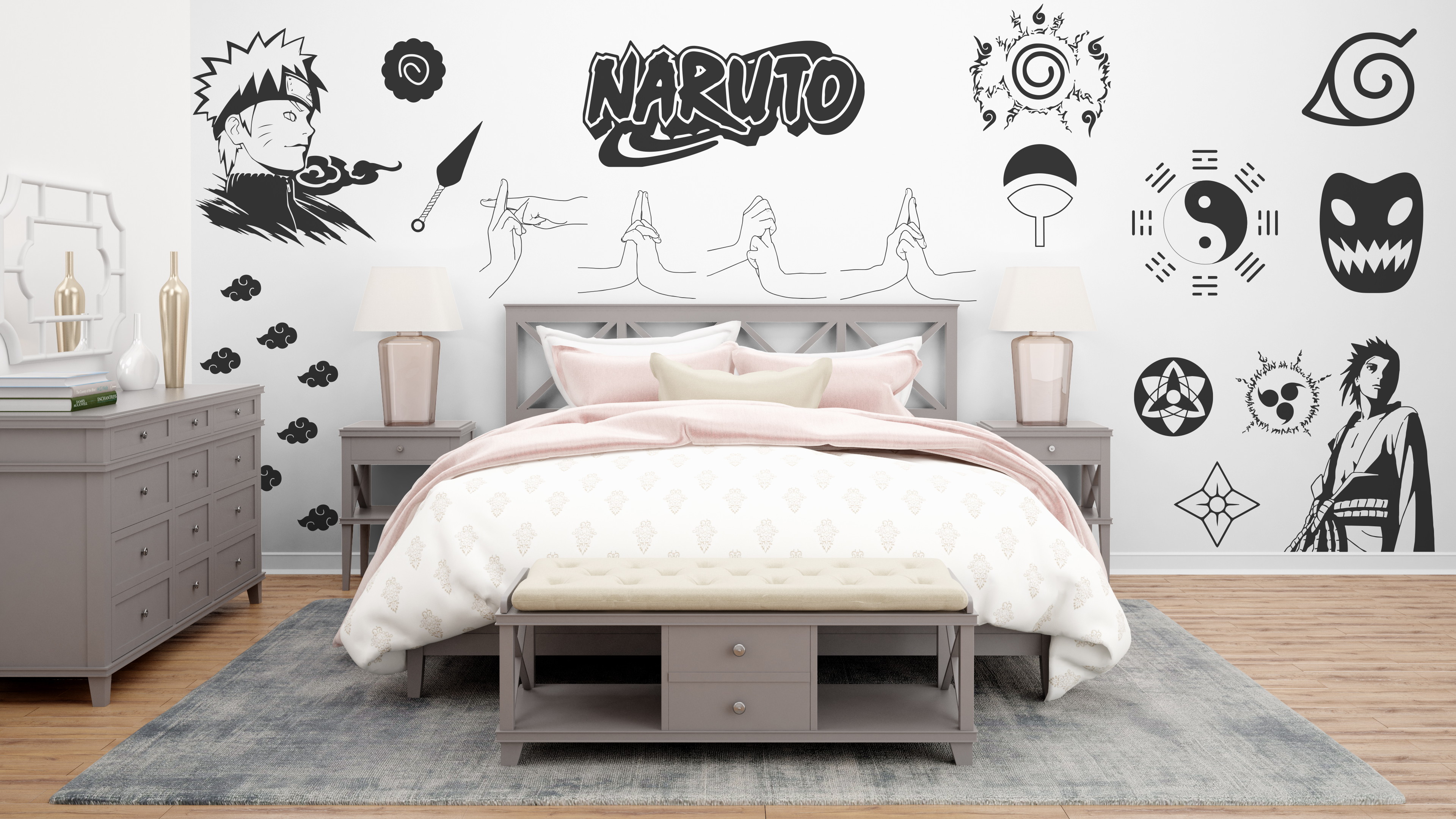 Papel de Parede Vinil Adesivo Naruto Nuvem Simbolo Akatsuki 3 Metros -  Decor Nation - Papel de Parede - Magazine Luiza