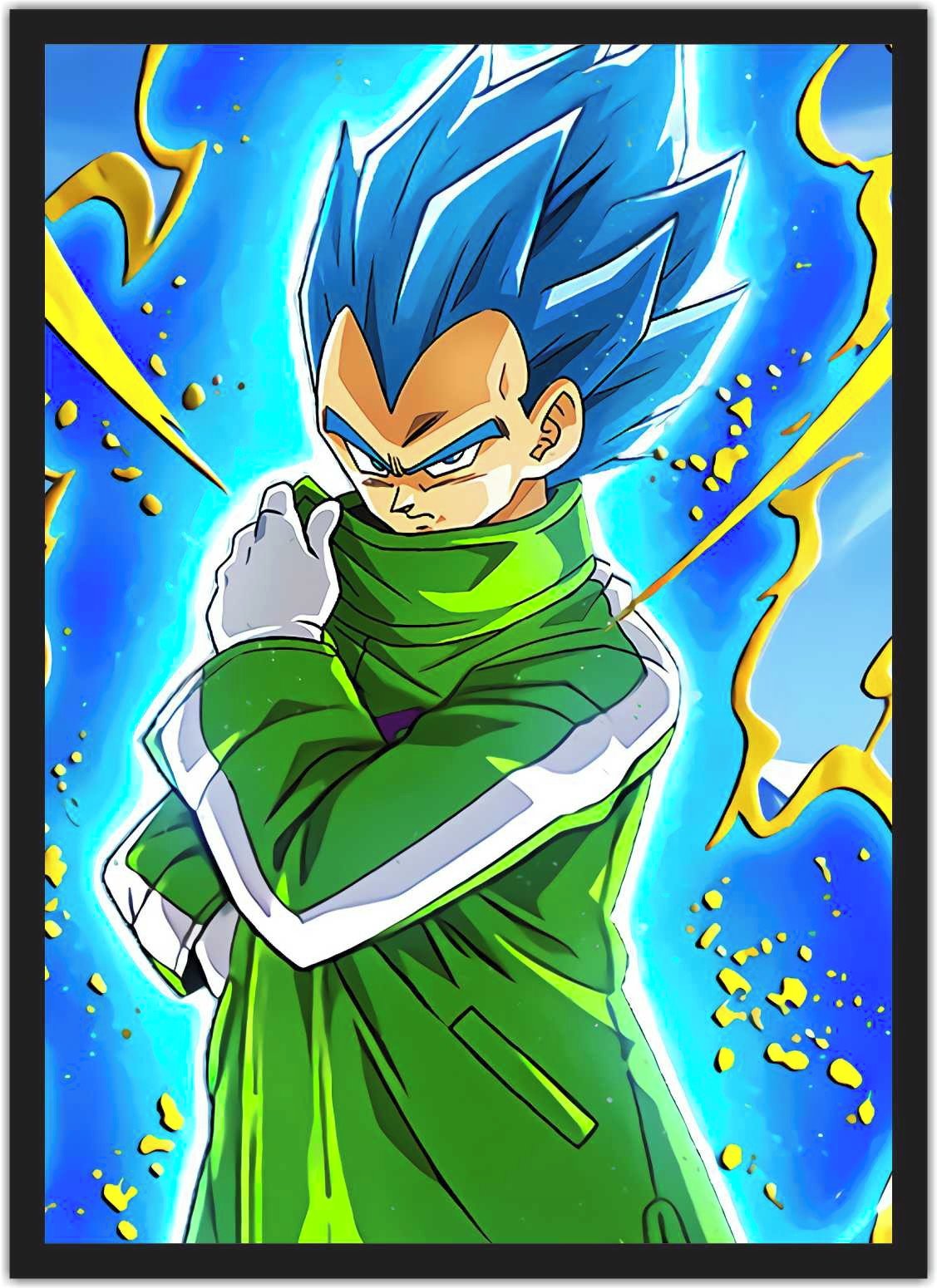 Quadro Decorativo Dragon Ball Vegeta Desenho Com Moldura G18