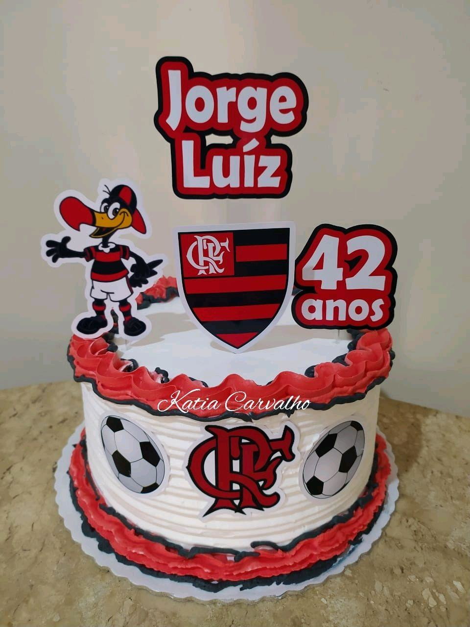 TOPPER BOLO FLAMENGO COM 4 UNID - TOPPER BOLO FLAMENGO - RICA FESTAS