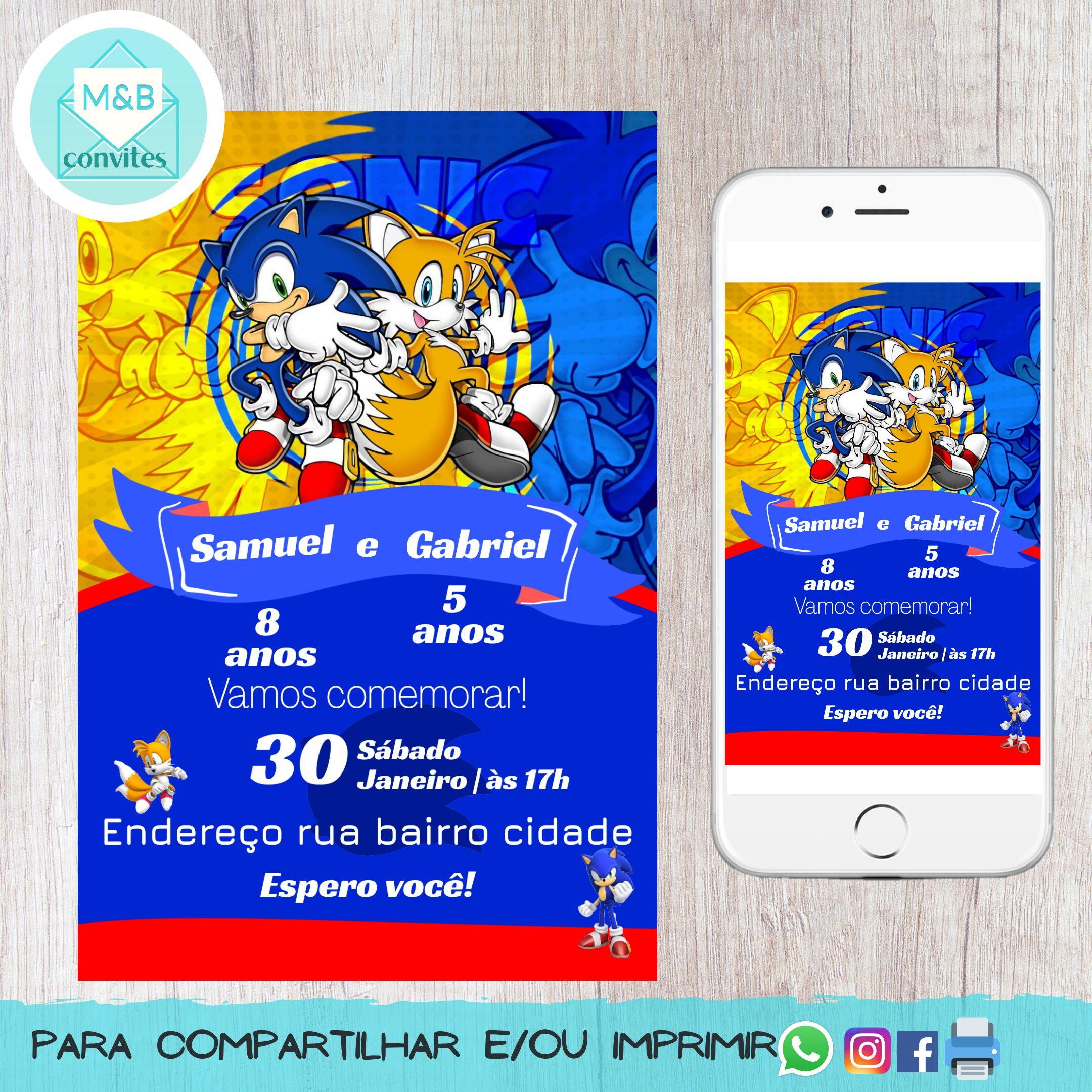 Convite Animado (VÍDEO) TAILS do SONIC