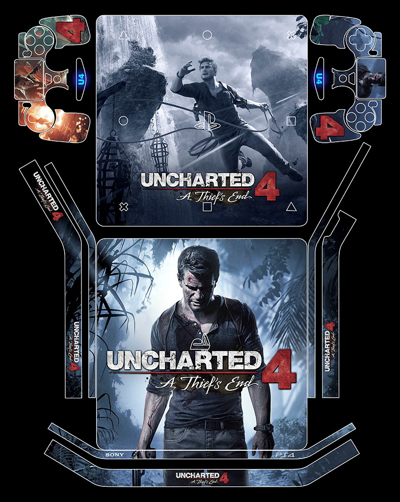 Novo Uncharted 4 Decalque Ps4 Adesivo De Pele Para Sony Playstation 4 Ps4  Console Película De Proteção + 2pcs Controladores 8 Padrões Escolher -  Adesivos - AliExpress